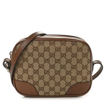 GUCCI Monogram Mini Bree Messenger Bag Beige Tabacco